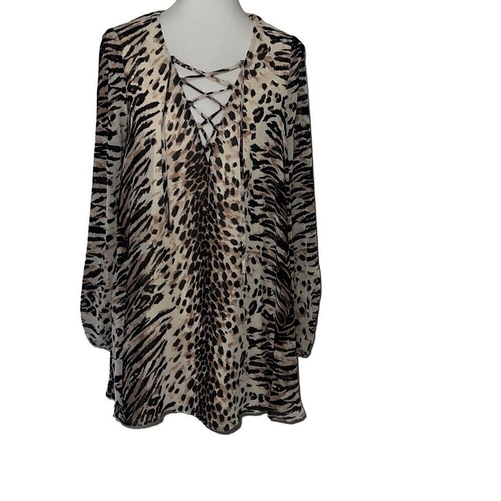 Show Me Your Mumu Thunderbird Dress Long Sleeve Tunic Leopard Animal Print Small